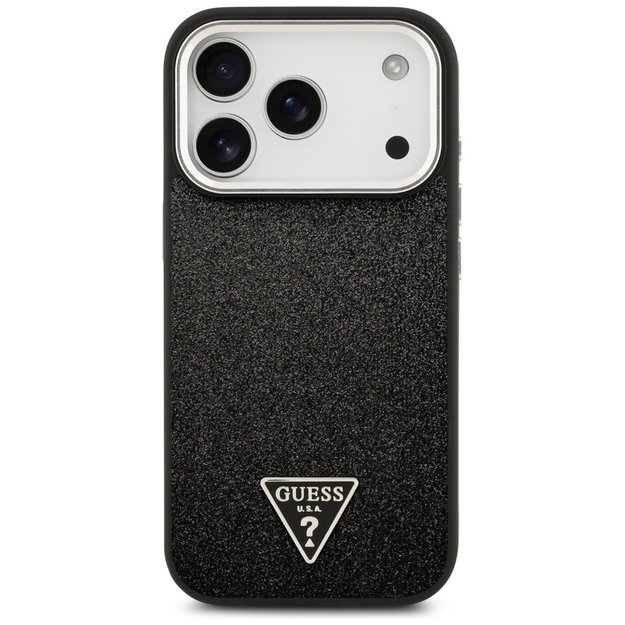 Guess Glitter Triangle Logo MagSafe Case for iPhone 17 Pro - Black 2
