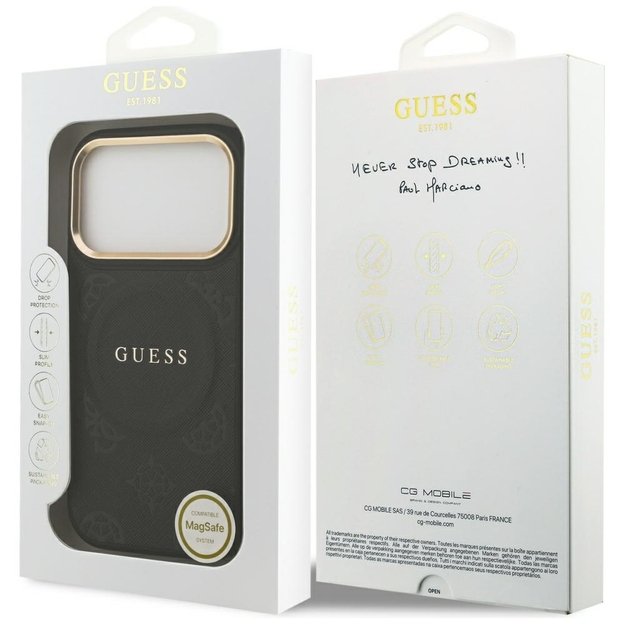 Guess Peony Hot Stamp MagSafe Case for iPhone 17 Pro - Black 7