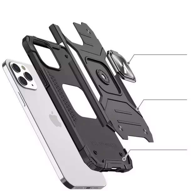Wozinsky Ring Armor Case Kickstand Tough Rugged Cover for iPhone 13 silver 2
