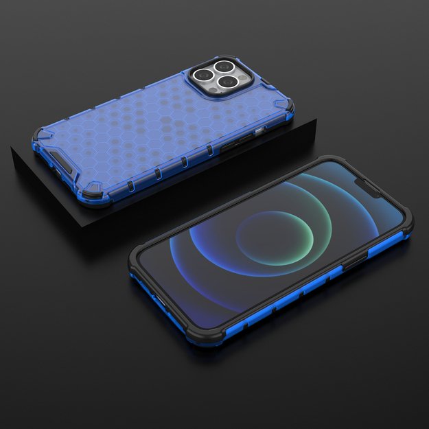 Honeycomb Case armor cover with TPU Bumper for iPhone 13 Pro Max blue 12