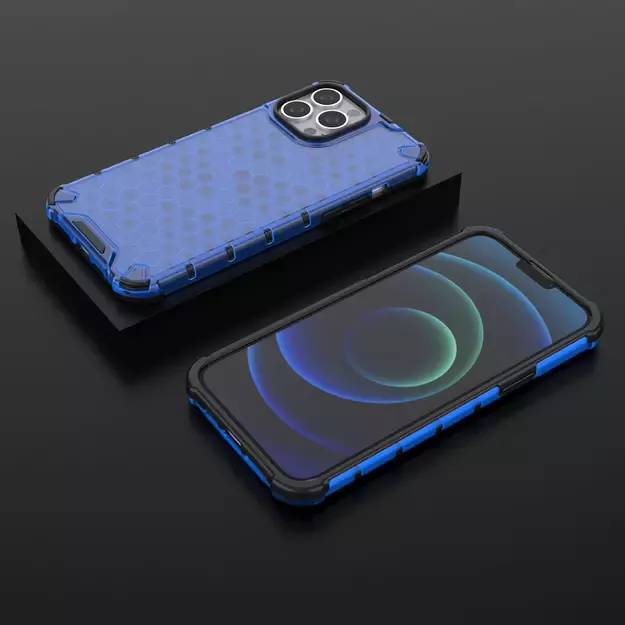 Honeycomb Case armor cover with TPU Bumper for iPhone 13 Pro Max blue 25