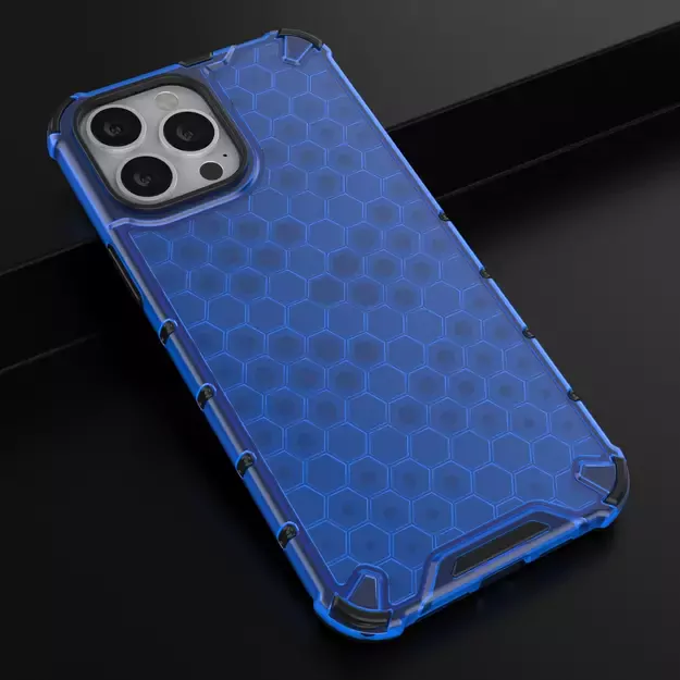 Honeycomb Case armor cover with TPU Bumper for iPhone 13 Pro Max blue 26