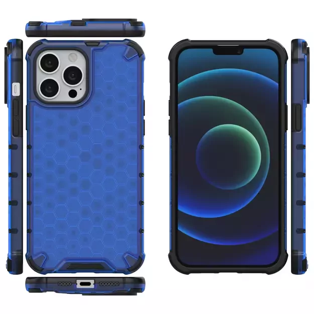 Honeycomb Case armor cover with TPU Bumper for iPhone 13 Pro Max blue 14