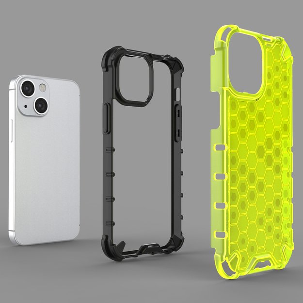 Honeycomb Case armor cover with TPU Bumper for iPhone 13 mini blue 18