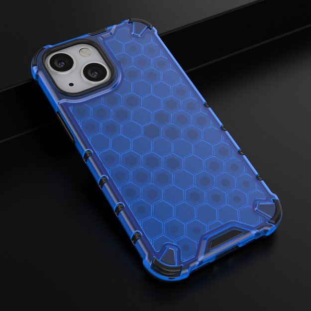 Honeycomb Case armor cover with TPU Bumper for iPhone 13 mini blue 26