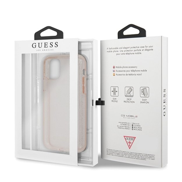Guess GUHCN65PCGLPI iPhone 11 Pro Max pink/pink hard case Glitter 6
