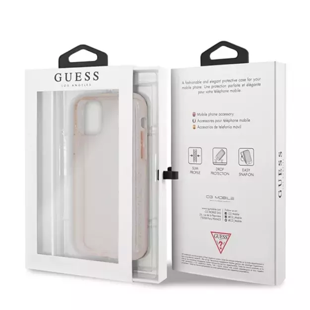 Guess GUHCN65PCGLPI iPhone 11 Pro Max pink/pink hard case Glitter 12