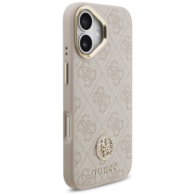 Guess 4G Strass Logo &amp  Big Strap Metal Buttons MagSafe Case for iPhone 17 - Pink 3