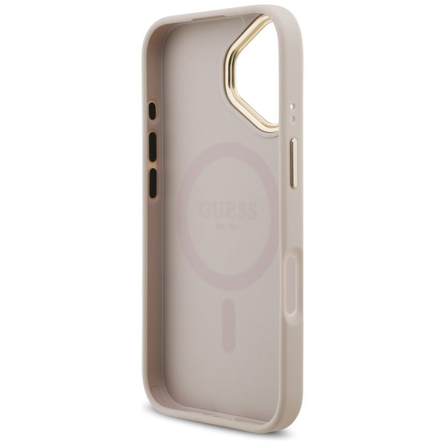 Guess 4G Strass Logo &amp  Big Strap Metal Buttons MagSafe Case for iPhone 17 - Pink 6