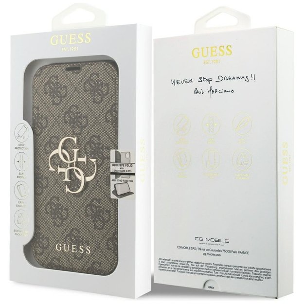 Guess Book 4G Metal Logo Case for iPhone 17 Pro - Brown 6