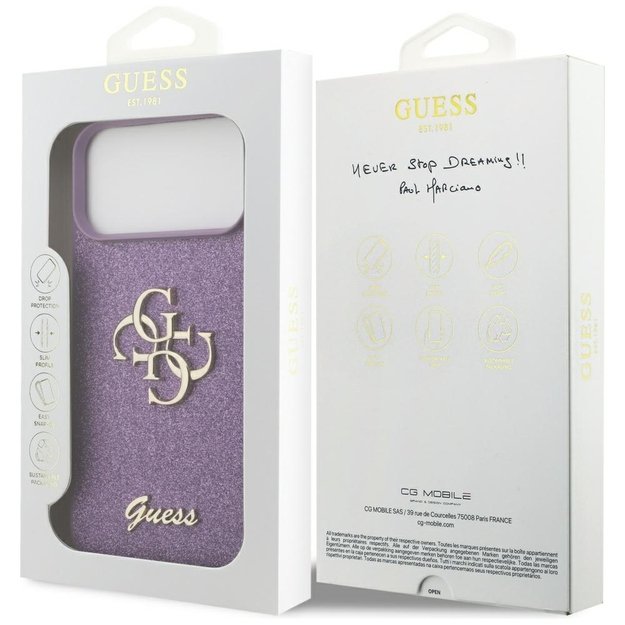 Guess Fixed Glitter Big 4G case for iPhone 17 Pro Max - purple 7