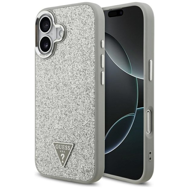 Guess Glitter Triangle Logo MagSafe case for iPhone 17 - silver