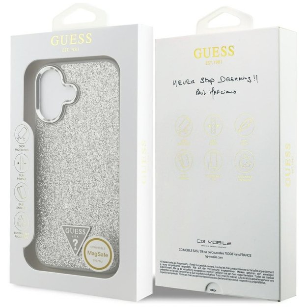 Guess Glitter Triangle Logo MagSafe case for iPhone 17 - silver 7