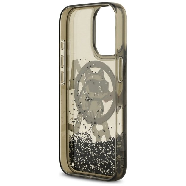 Karl Lagerfeld Liquid Glitter Choupette Logo MagSafe iPhone 17 Case - Black 6