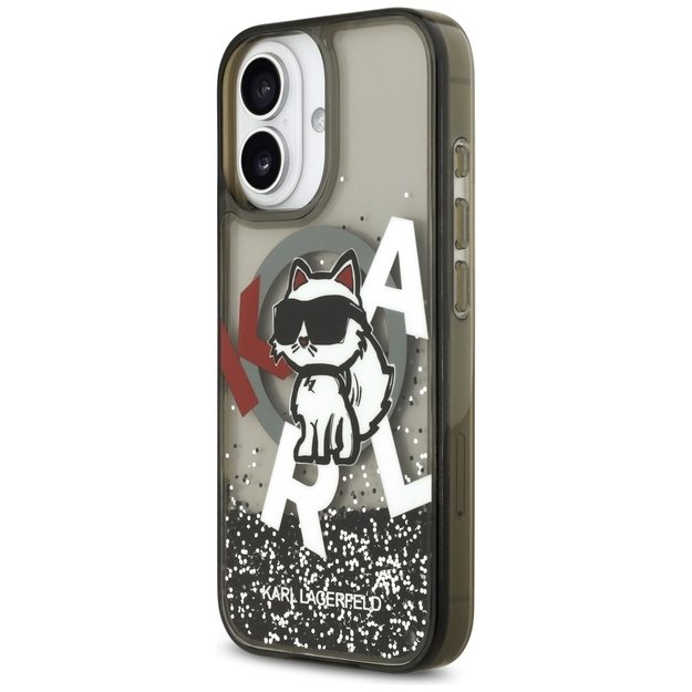 Karl Lagerfeld Liquid Glitter Choupette Logo MagSafe iPhone 17 Case - Black 1