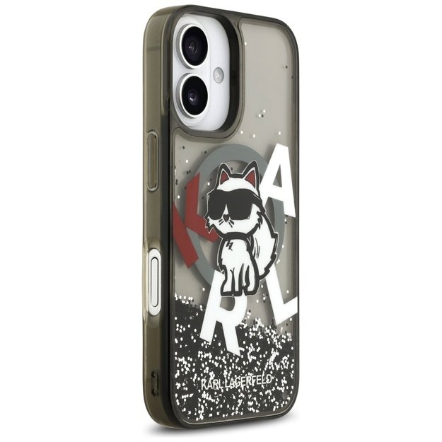 Karl Lagerfeld Liquid Glitter Choupette Logo MagSafe iPhone 17 Case - Black 3