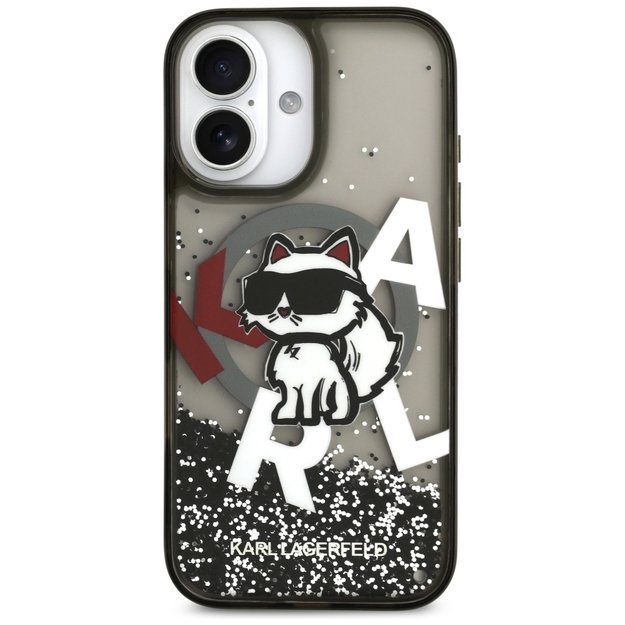 Karl Lagerfeld Liquid Glitter Choupette Logo MagSafe iPhone 17 Case - Black 2