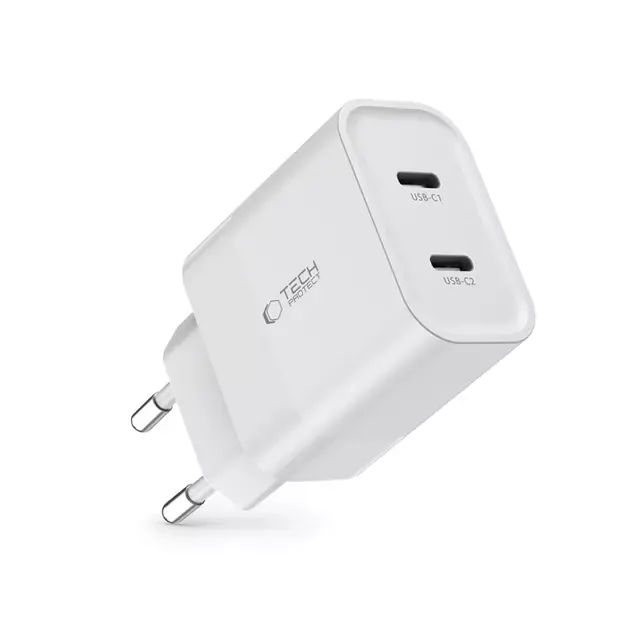 Tech-Protect C20W charger 2x USB-C PD 20W - white 1