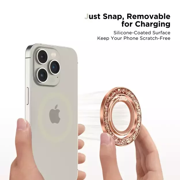 Tech-Protect MMR200 magnetic holder / ring with MagSafe - pink with crystals 3