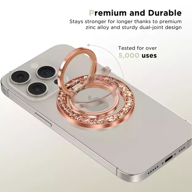Tech-Protect MMR200 magnetic holder / ring with MagSafe - pink with crystals 1