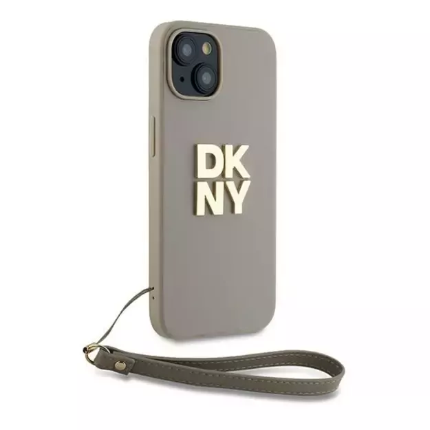 DKNY Wrist Strap Stock Logo case for iPhone 15 / 14 / 13 - beige 2