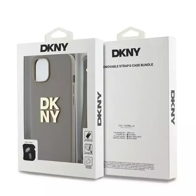 DKNY Wrist Strap Stock Logo case for iPhone 15 / 14 / 13 - beige 6