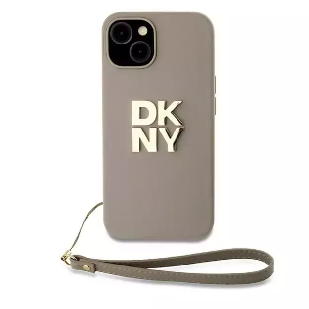 DKNY Wrist Strap Stock Logo case for iPhone 15 / 14 / 13 - beige 1