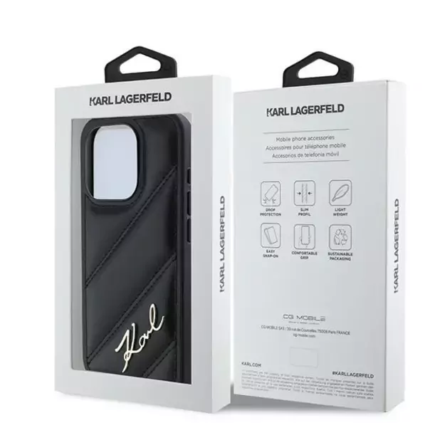 Karl Lagerfeld Diagonal Quilted Script case for iPhone 15 Pro Max - black 7
