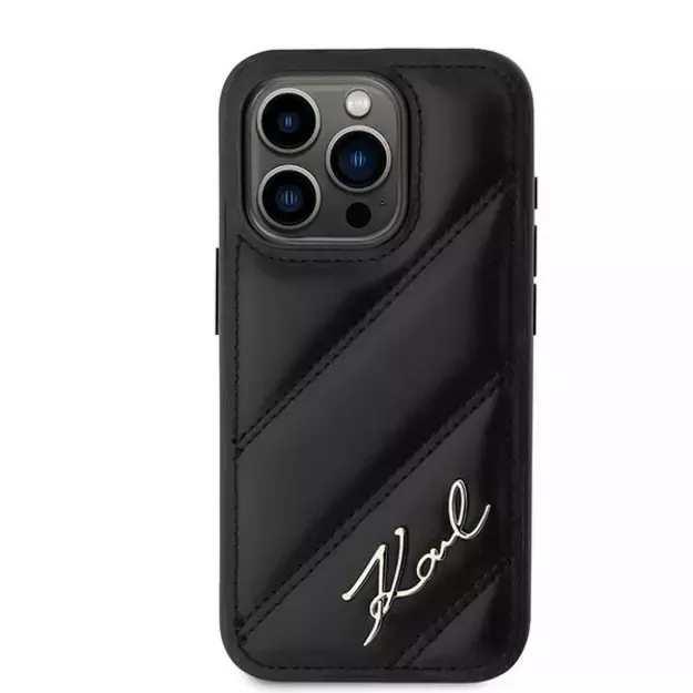 Karl Lagerfeld Diagonal Quilted Script case for iPhone 15 Pro Max - black 2