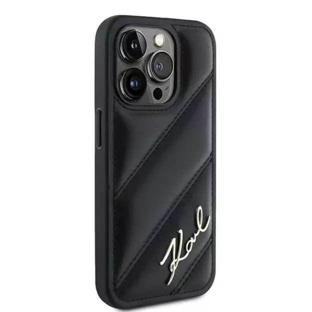 Karl Lagerfeld Diagonal Quilted Script case for iPhone 15 Pro Max - black 3