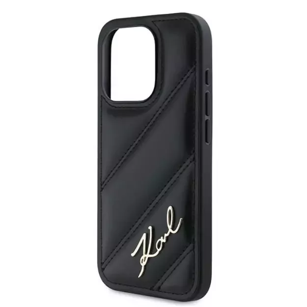 Karl Lagerfeld Diagonal Quilted Script case for iPhone 15 Pro Max - black 5