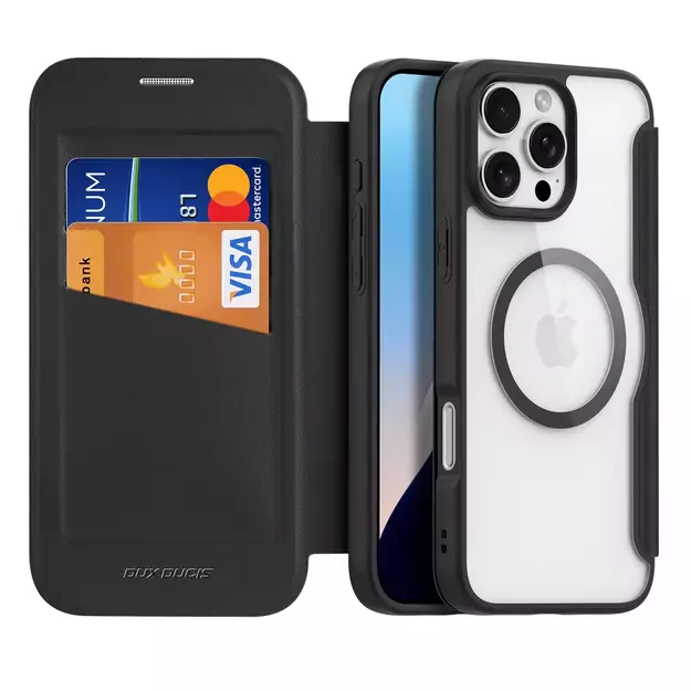 Dux Ducis Skin X Pro iPhone 16 Pro Case with MagSafe and Flip Cover - Black 12