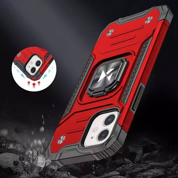 Wozinsky Ring Armor case for iPhone 14 Plus armored cover magnetic holder ring red 14