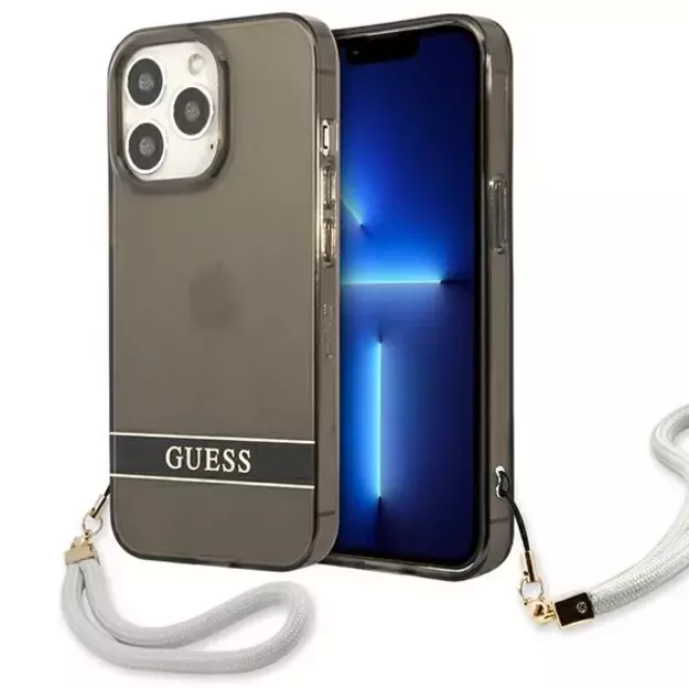 Guess GUHCP13LHTSGSK iPhone 13 Pro / 13 6.1&quot  black/black hardcase Translucent Stap