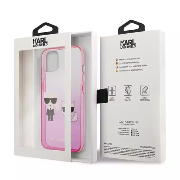Karl Lagerfeld KLHCP13STGKCP iPhone 13 mini 5,4  hardcase różowy/pink Gradient Ikonik Karl & Choupette 7