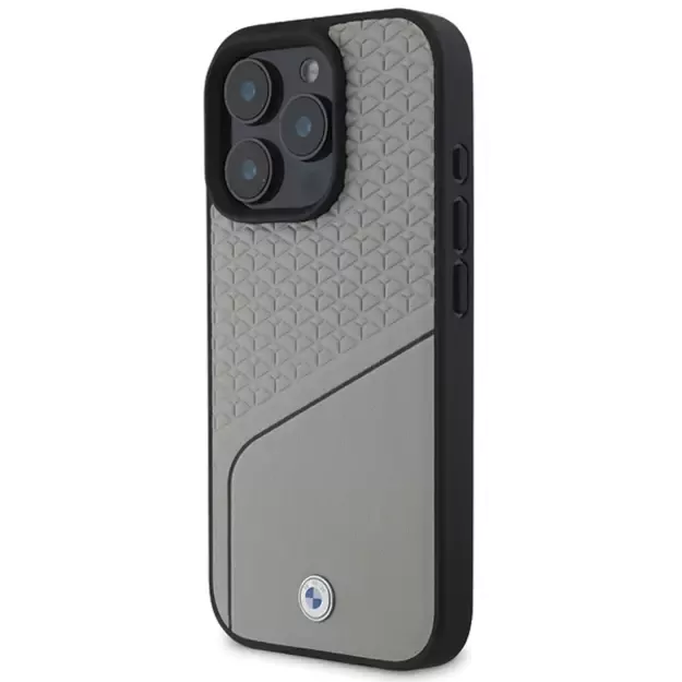 BMW Sign Leather Textured and Line MagSafe iPhone 16 Pro Case - Gray 7
