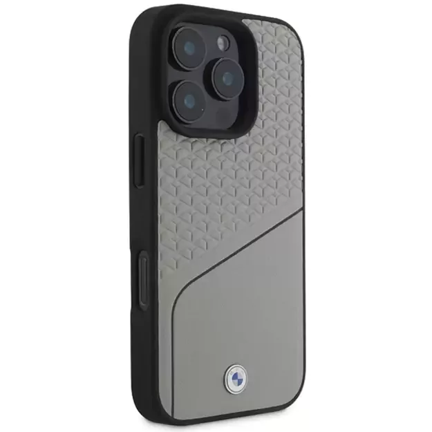 BMW Sign Leather Textured and Line MagSafe iPhone 16 Pro Case - Gray 9