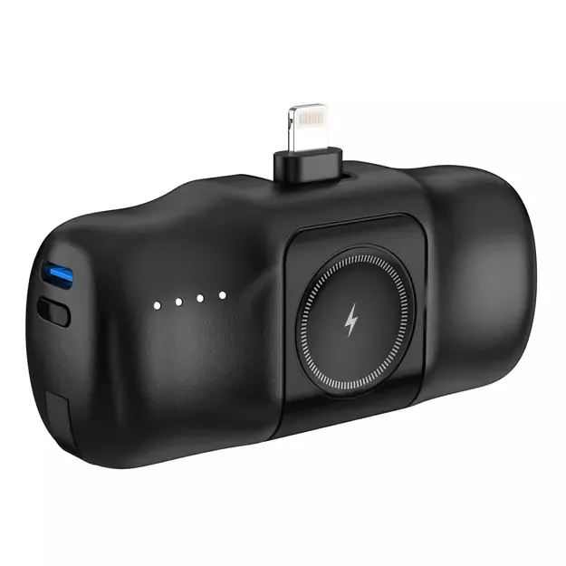 Wozinsky WF16-YLS 5000mAh 15W Lightning Mini Power Bank with Built-in USB-C Cable and Apple Watch Charger - Black 14