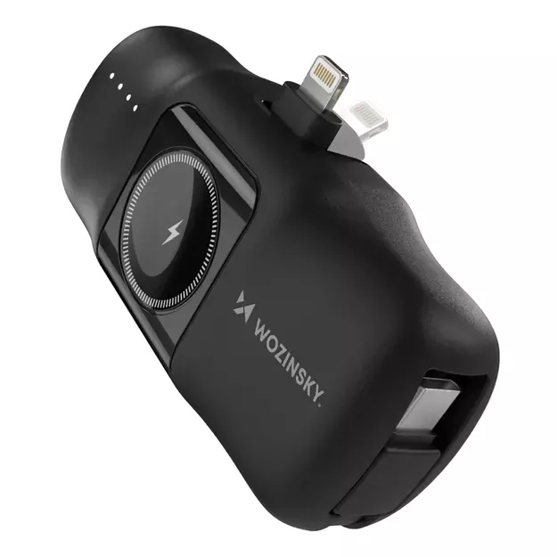 Wozinsky WF16-YLS 5000mAh 15W Lightning Mini Power Bank with Built-in USB-C Cable and Apple Watch Charger - Black 12