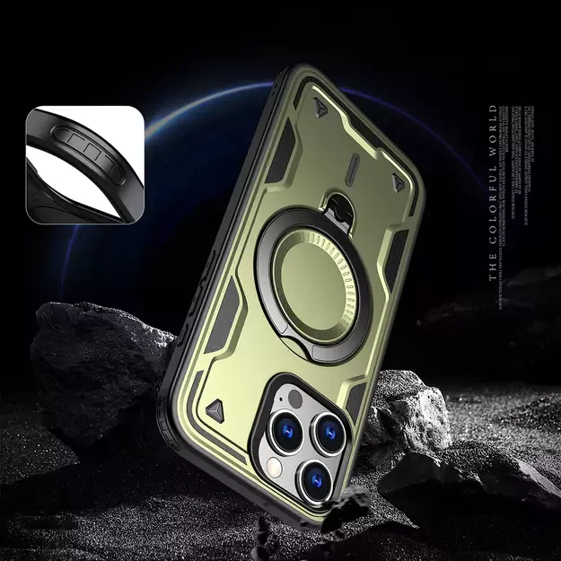 Hybrid Armor Trendy Case with MagSafe for iPhone 16 Pro Max - Green 4