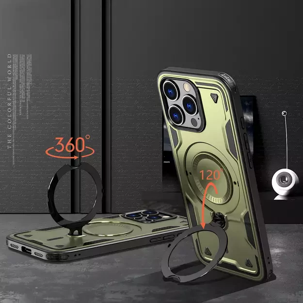 Hybrid Armor Trendy Case with MagSafe for iPhone 16 Pro Max - Green 2