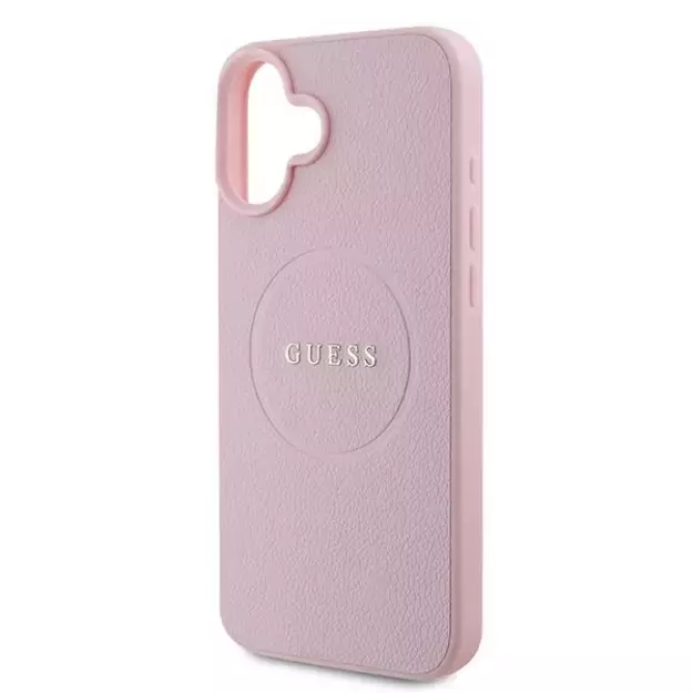 Guess Grained Gold Ring MagSafe iPhone 16 Plus Case - Pink 5