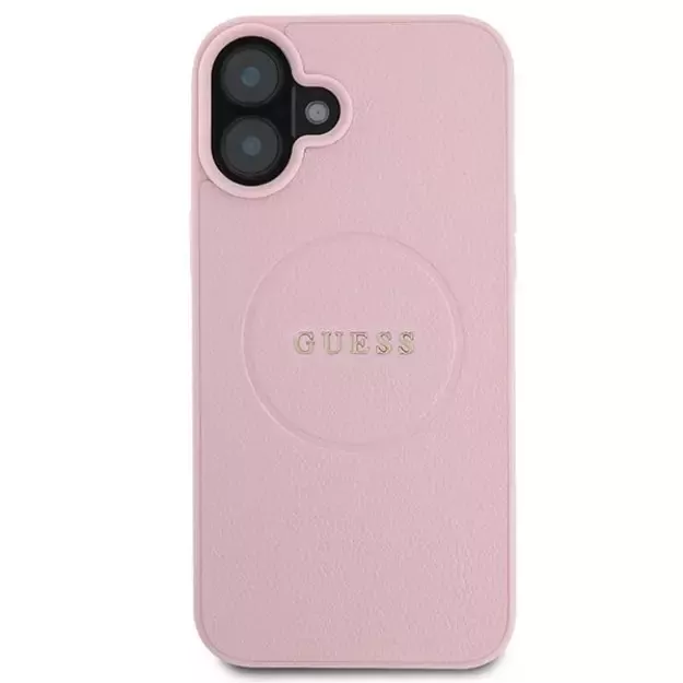 Guess Grained Gold Ring MagSafe iPhone 16 Plus Case - Pink 2
