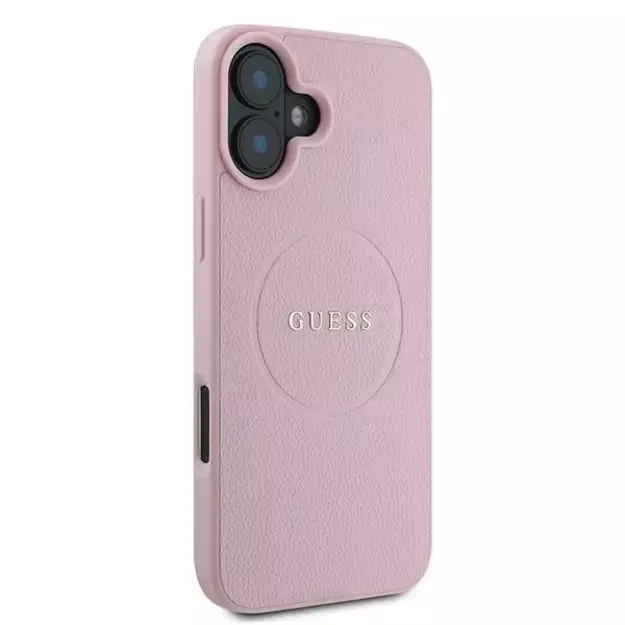 Guess Grained Gold Ring MagSafe iPhone 16 Plus Case - Pink 3