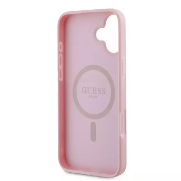 Guess Grained Gold Ring MagSafe iPhone 16 Plus Case - Pink 6