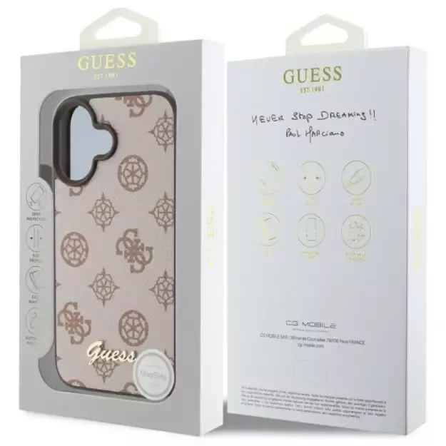 Guess Peony Script MagSafe iPhone 16 Case - Brown 14