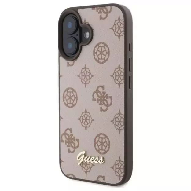 Guess Peony Script MagSafe iPhone 16 Case - Brown 8