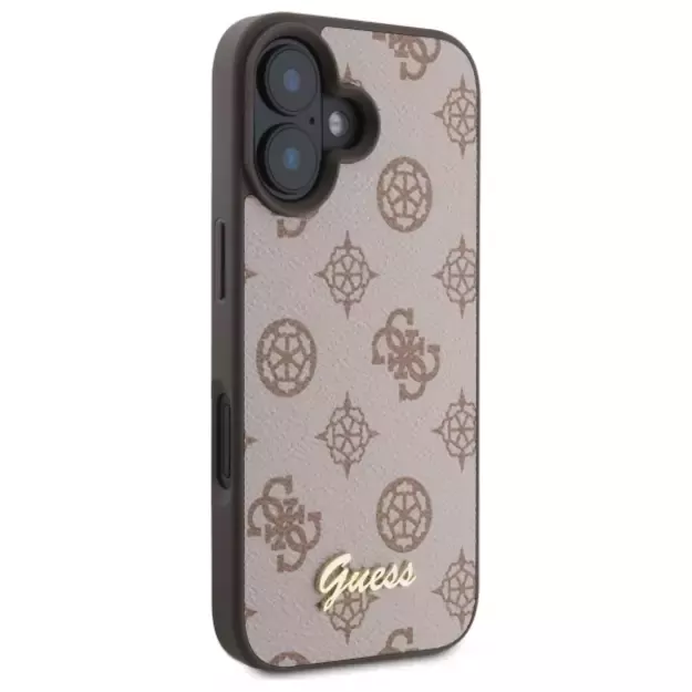 Guess Peony Script MagSafe iPhone 16 Case - Brown 10