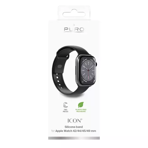 Puro Icon Silicone Strap for Apple Watch 42 / 44 / 45 / 49 mm - Black (2 pcs.) 1