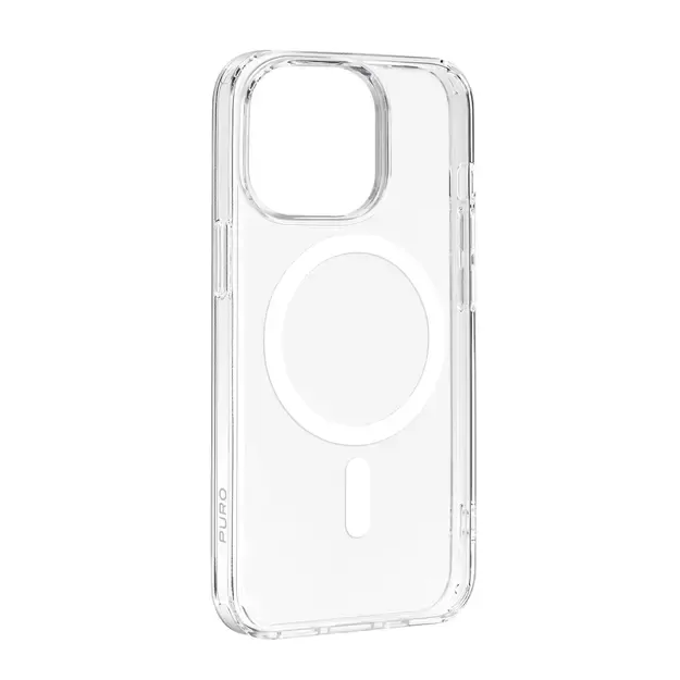 Puro Cover in PC+TPU+TPE with integrated magnets &quot LITE MAG PRO&quot  for iPhone 15 Pro, white color